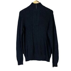 Southern Pines 100% Cotton 1/4 Zip Sweater Mens S Black Preppy Country Club